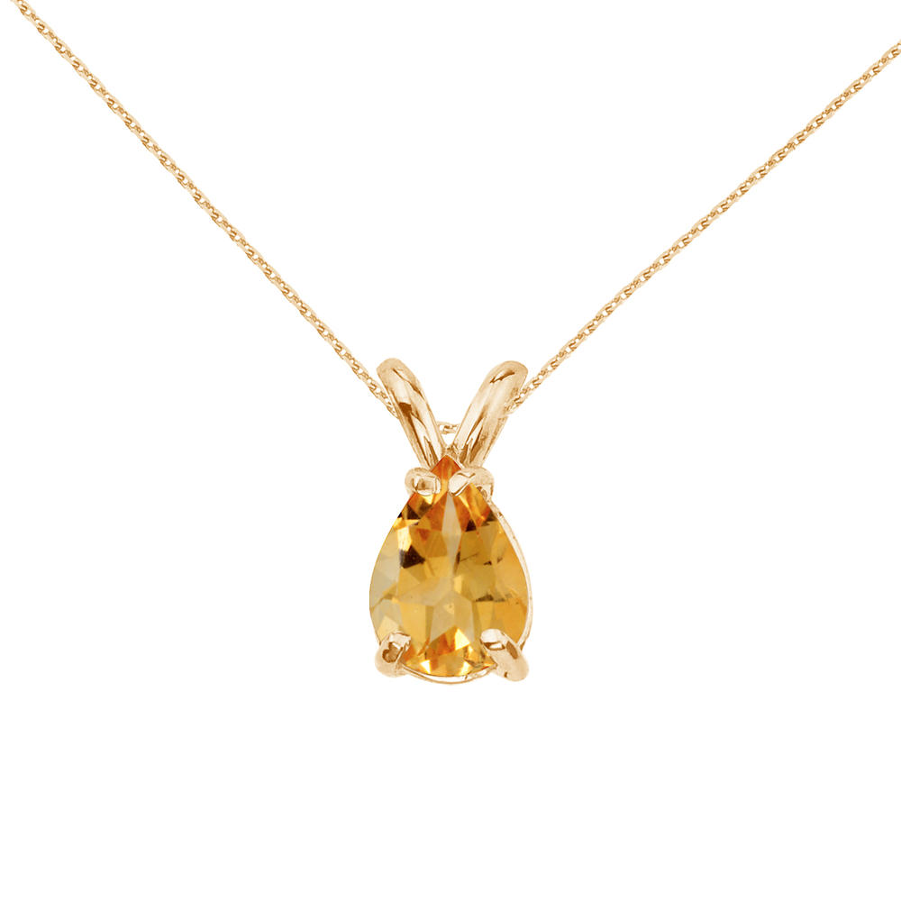 DIRECT-JEWELRY DON'T FORGET THE DASH 14k Yellow Gold Pear Shaped Citrine Pendant with 18" Chain