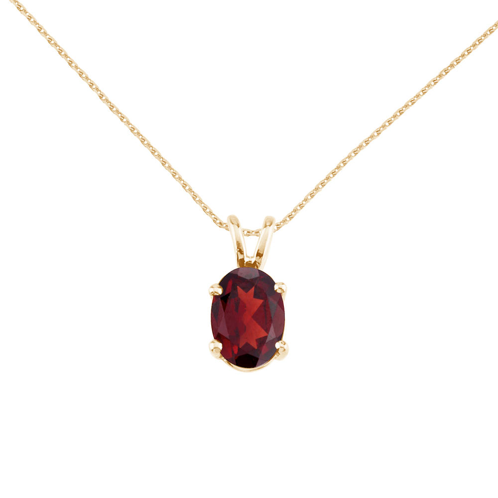 DIRECT-JEWELRY DON'T FORGET THE DASH 14k Yellow Gold Oval Garnet Pendant with 18" Chain