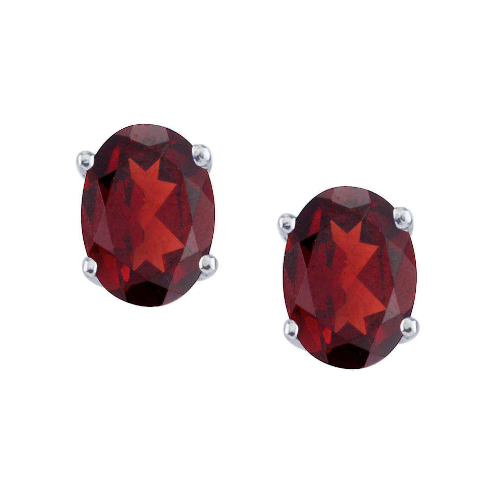 DIRECT-JEWELRY DON'T FORGET THE DASH 14k White Gold Large 6x8 mm Oval Garnet Studs
