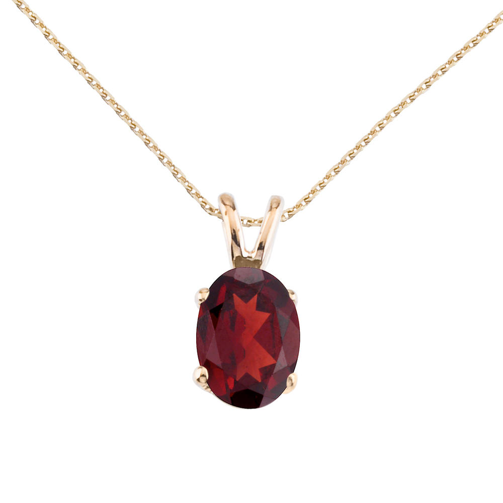 DIRECT-JEWELRY DON'T FORGET THE DASH 14k Yellow Gold Oval Large 6x8 mm Garnet Pendant with 18" Chain