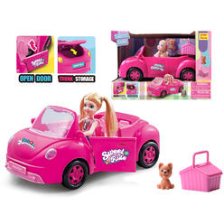 BlueBlockFactory Sweet Ride Car and Doll Set - Pink Convertible 4 Seater with Doll and friend ready road trip picnic