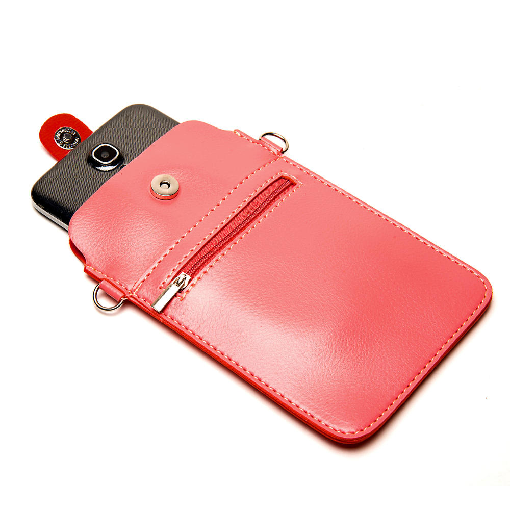sumaclife Mini Leather Vegan pouch w/ removable shoulder strap fits Sony Xperia Z4