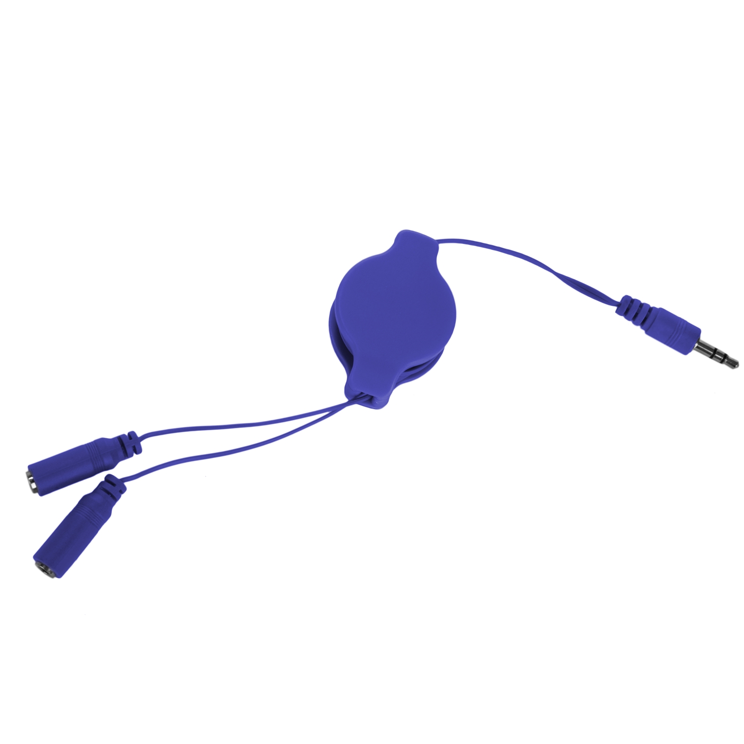 sumaclife Retractable 3.2' Headphone Splitter (3.5mm Male to 2 3.5 mm Female) Cable Compatible with All Laptop Devices (Navy Blue)