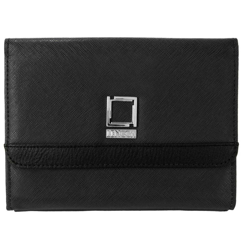 Lencca Nikina Woman’s Clutch Crossbody Fashion Handbag for Tablets and Cell Phones (Jet Black) 