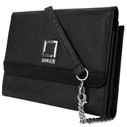 Lencca Nikina Woman?s Clutch Crossbody Fashion Handbag for Tablets and Cell Phones (Jet Black) 