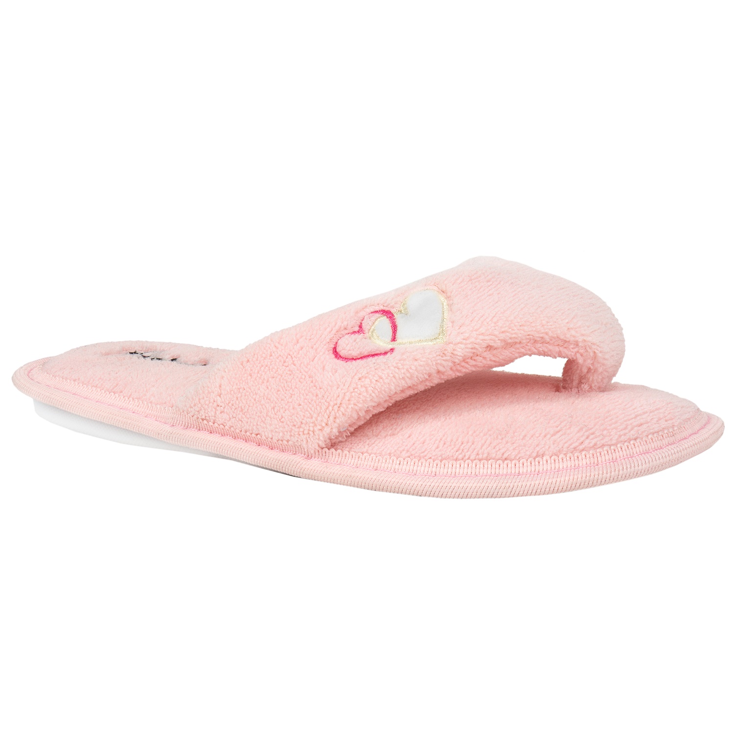 Aerusi  Women's Cozy Indoors Slide Dual Hearts Home / Bedroom Slippers (Pink Strawberry Smoothy) [Single Pair] 