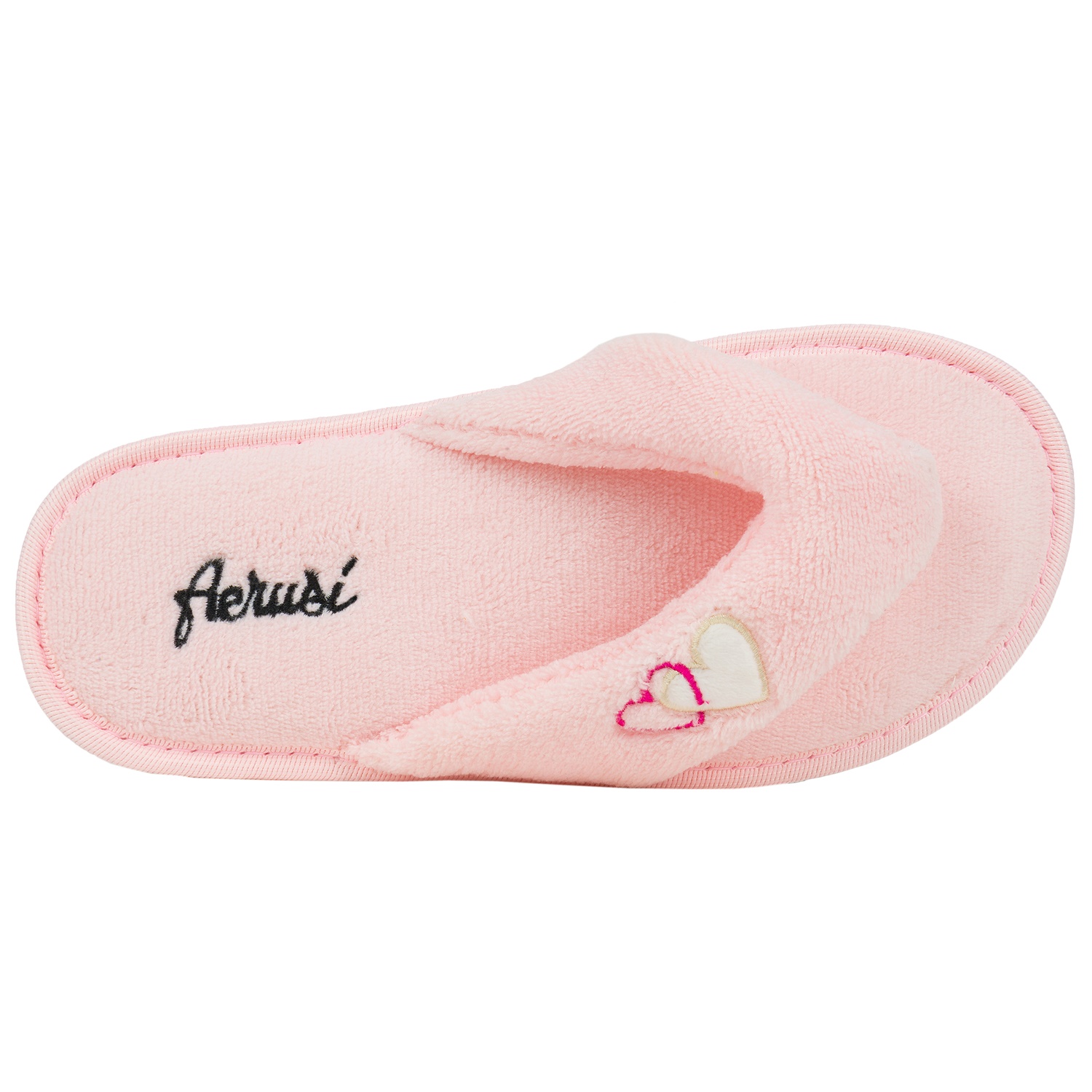 Aerusi  Women's Cozy Indoors Slide Dual Hearts Home / Bedroom Slippers (Pink Strawberry Smoothy) [Single Pair] 