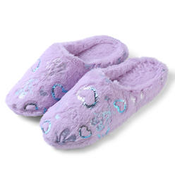 Aerusi  House Warming Plush Fluffy Lovely Heart Bedroom Slip-On Slippers