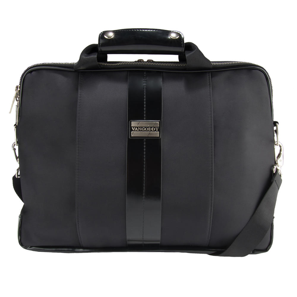 VANGODDY Professional Executive Class Over the Shoulder School Office Business Bag fits up to 13, 13.3 inch (Obsidian Black)