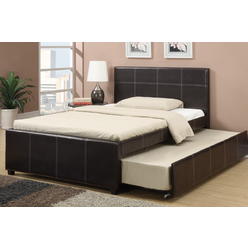 King Size Trundle Bed Poundex F9214f Espresso Faux Leather Full Size Bed Twin Trundle