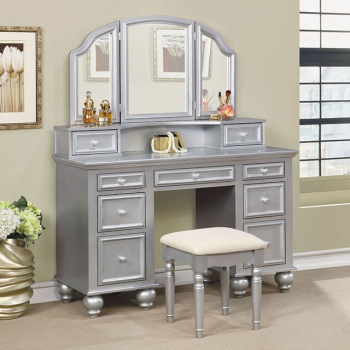 Furniture Of America Bedroom Vanity Sets Sears Furniture Of America Cm Dk6848sv 3 Pc Athy Collection Silver Finish Wood Make Up Bedroom