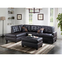 Poundex Sofas Loveseats Sears Poundex F6855 3 Pc Martinique Ii Espresso Faux Leather Sectional Sofa Reversible Chaise And Ottoman