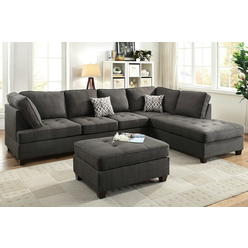 Sectional Sofa Chaise Lounge Poundex F6988 2 Pc Jackson Ash Black Dorris Fabric Sectional Sofa Reversible Chaise