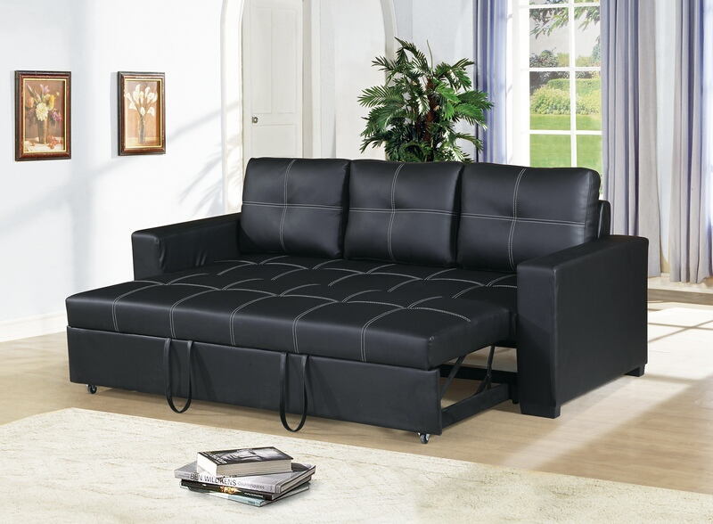 Poundex F6530 2 Pc Daryl Ii Black Faux Leather Sofa Set Pull Out Poundex F6530 2 Pc Daryl Ii Black Faux Leather Sofa Set Pull Out Sleep Area