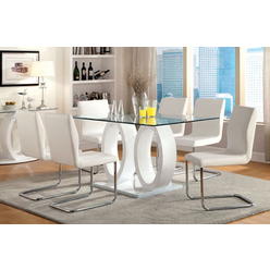 White Pedestal Dining Table Furniture Of America Cm3825wh T 7pc 7 Pc Lodia I Modern Style White Finish