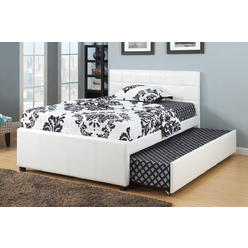 Full Size Trundle Bed Poundex F9216f White Faux Leather Full Size Bed With Twin Trundle Slat Kits