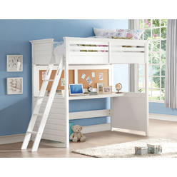 Acme United Acme 37670 Lacey White Finish Wood Twin Size Loft Bed Desk Bulletin Boards Acme United Acme 37670 Lacey White Finish Wood Twin Size Loft Bed Desk Bulletin Boards