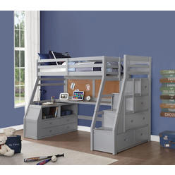Acme United Acme 37445 Jason Ii Gray Finish Wood Twin Size Loft Bed Desk Drawers Steps Acme United Acme 37445 Jason Ii Gray Finish Wood Twin Size Loft Bed Desk Drawers Steps