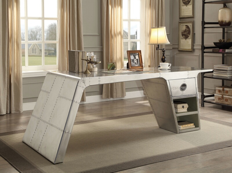 Acme United Acme 92190 Brancaster aluminum metal frame with riveted design executive desk