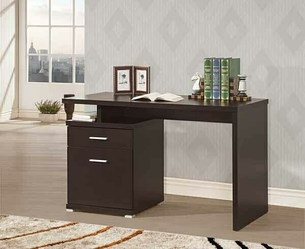 Coaster 800109 Espresso Finish Wood, Small Corner Desk With Filing Cabinet