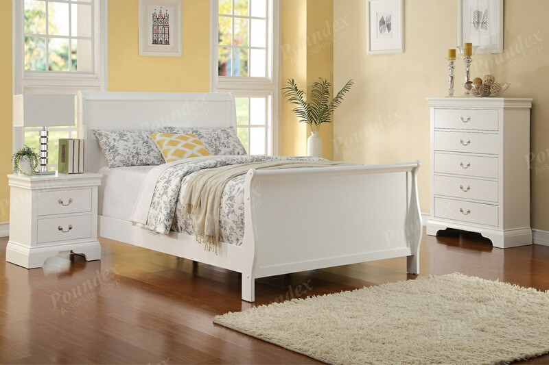 Poundex F9254t 3 Pc Queen Anne White, Stanley Twin Sleigh Bed Review