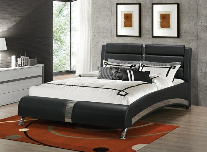Coaster 300350q Jeremaine Contemporary, Black Leather Bedroom Sets Queen