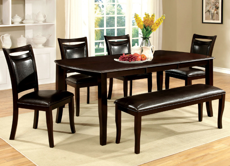 Dining Table Set With Bench, Dark Wood Dining Table For 6
