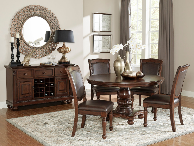 Homelegance 5473 54 5 Pc Lordsburg Brown Cherry Finish Wood Round Dining Table Set Homelegance 5473 54 5 Pc Lordsburg, 54 Round Dining Table Set