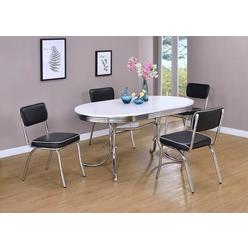 Coaster 5pc Retro Style Chrome Plated Dining Table Black