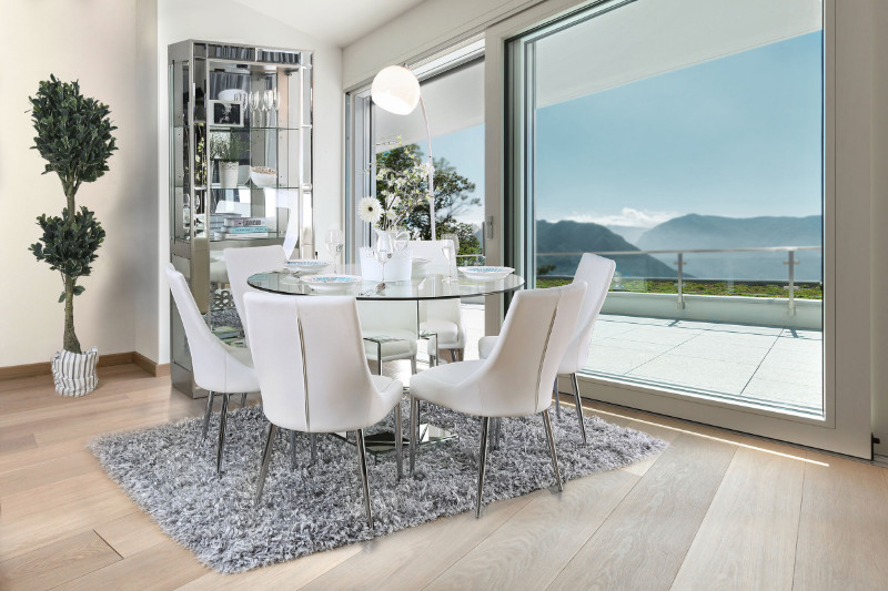 Furniture Of America Cm3384rt Wh 5pc 5 Pc Orren Ellis Seibel Izzy Modern Style Silver 50 Round Glass Top Dining Table Set 5 Pc Orren Ellis Seibel Izzy Modern, 50 Dining Table Set