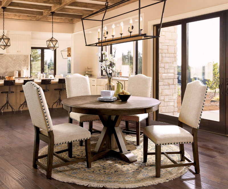 Furniture Of America Cm3014rt 5pc 5 Pc Julia Rustic Natural Tone Finish 54 Round Dining Table Set Furniture Of America Cm3014rt 5pc 5 Pc, Rustic Round Kitchen Table