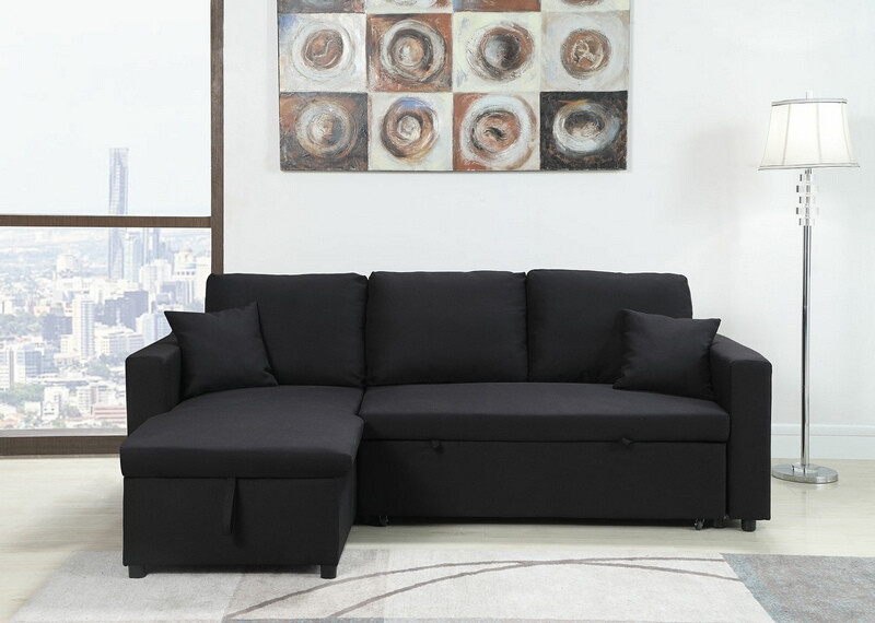 Black Microfiber Sectional Sofa