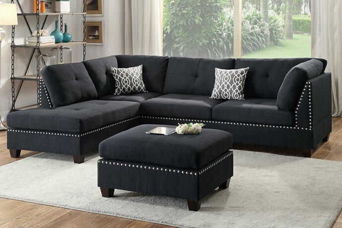 Black Microfiber Sectional Sofa