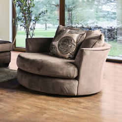 Round Swivel Loveseat Amb Furniture Sm5142br Ch Bonaventura Brown Plush Microfiber Swivel Oversized Round Accent Chair