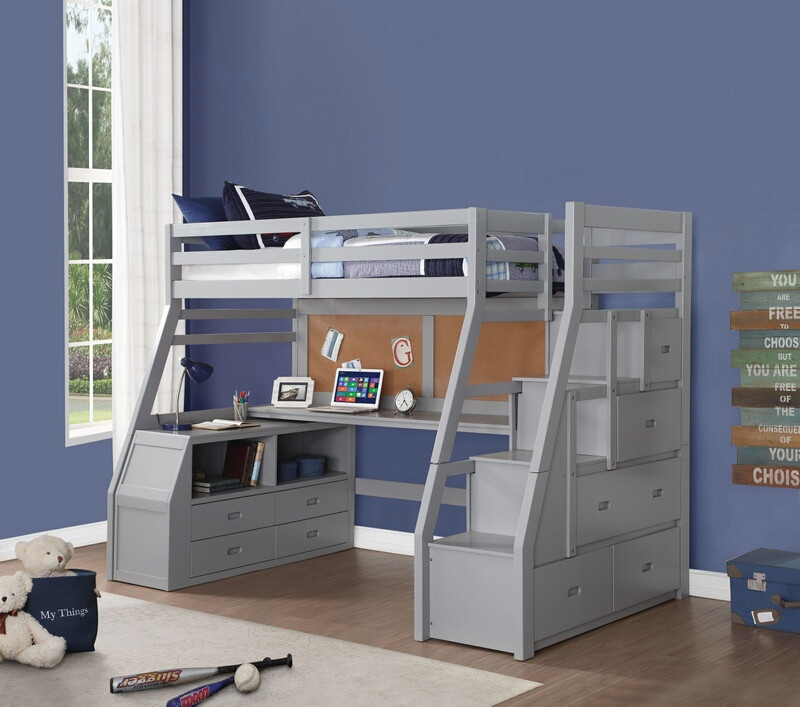 Acme United Acme 37445 Jason Ii Gray Finish Wood Twin Size Loft