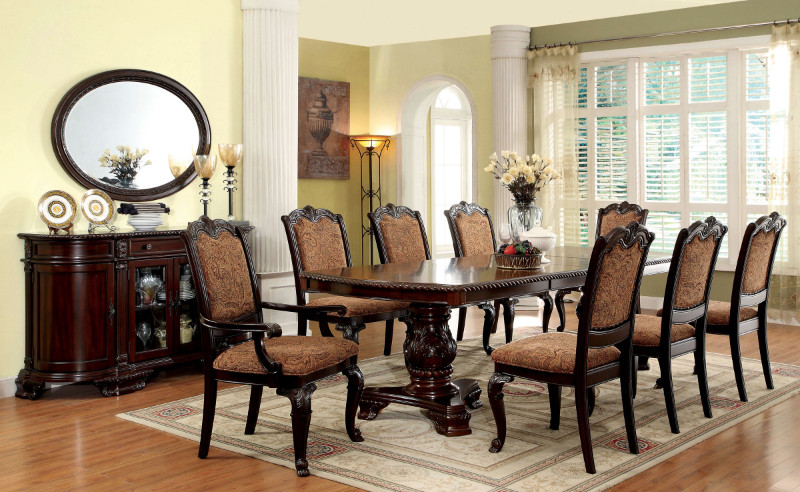 Wood Double Pedestal Dining Table, Grand Dining Table And Chairs