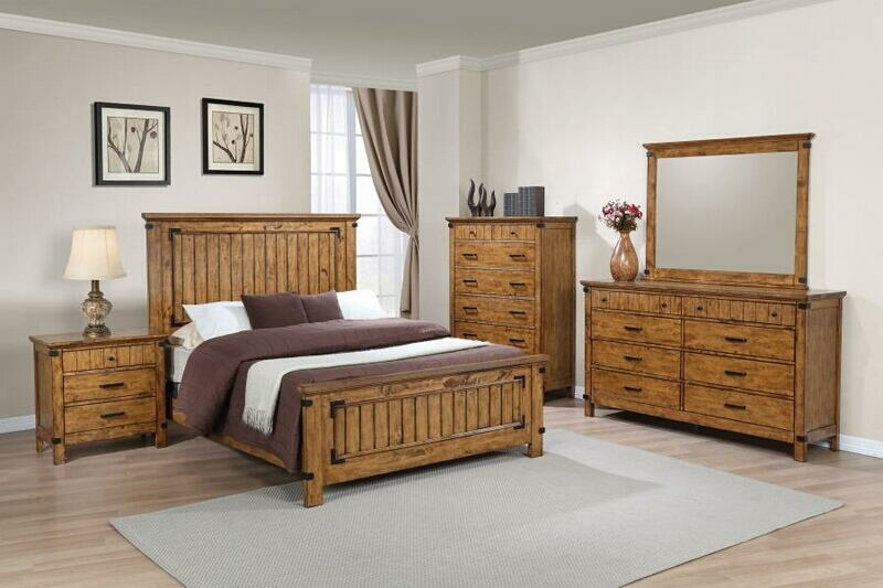 Coaster 205261Q 5 pc Brendan II rustic honey finish wood rustic style queen bed set