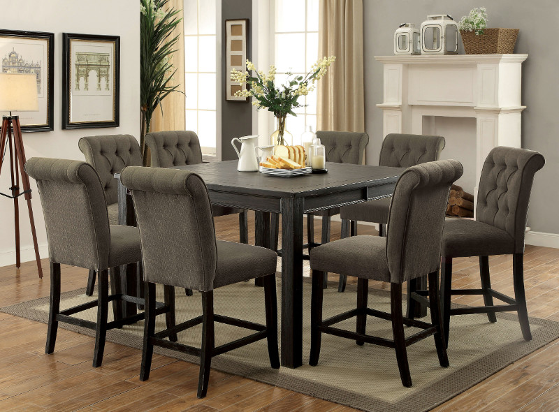 54 Gy 9pc 9 Pc Gracie Oaks Sania Iii, Counter Height Dining Table 8 Chairs