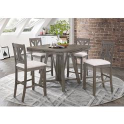 Coaster Athens Round Counter Height Table with Drop Leaf Barn Grey