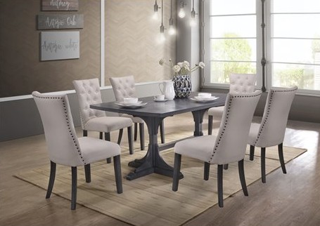 Best Quality D44 7pc 7 Pc Darby Home Co Bellwood Antique Gray Finish Wood Double Pedestal Dining Table Set Best Quality D44 7pc 7 Pc Darby Home Co, Pedestal Dining Table For 6