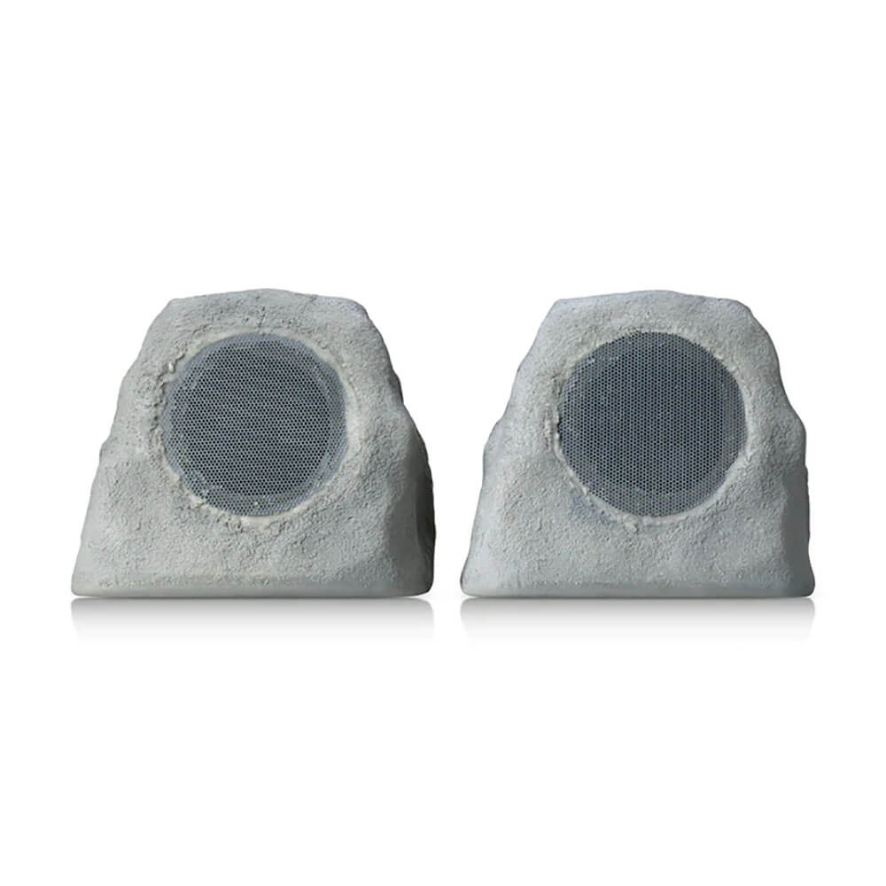 iHome IHRK500LTMSP Rechargeable Bluetooth Outdoor Solar Rock LED Speakers Pair with Multilink