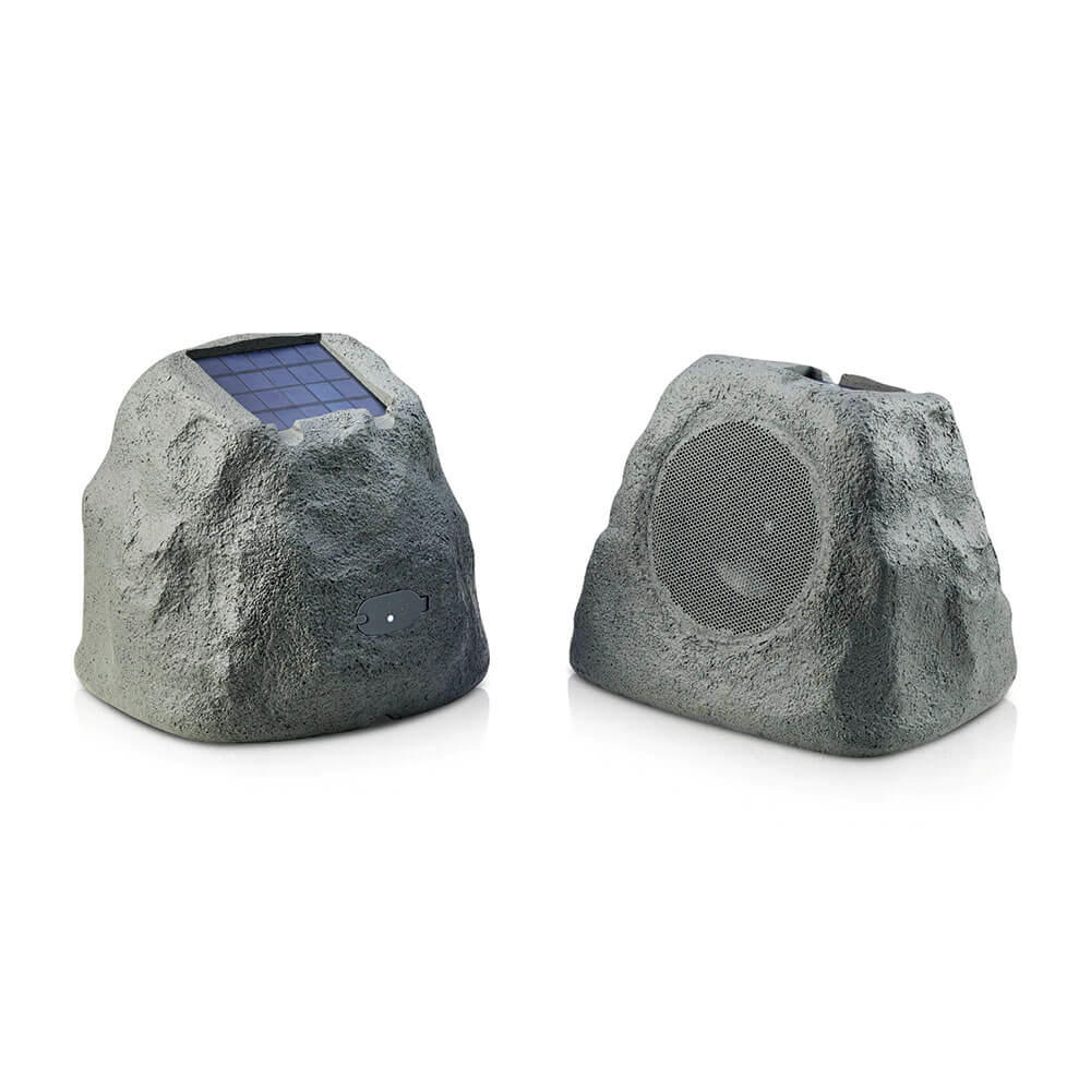 iHome IHRK500SPR Rechargeable Bluetooth Outdoor Solar Rock Speakers with TWS Linking