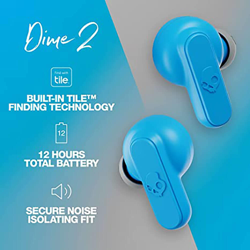 Skullcandy S2DBWP751 Dime 2 True Wireless In-Ear Earbuds - Light Grey/Blue