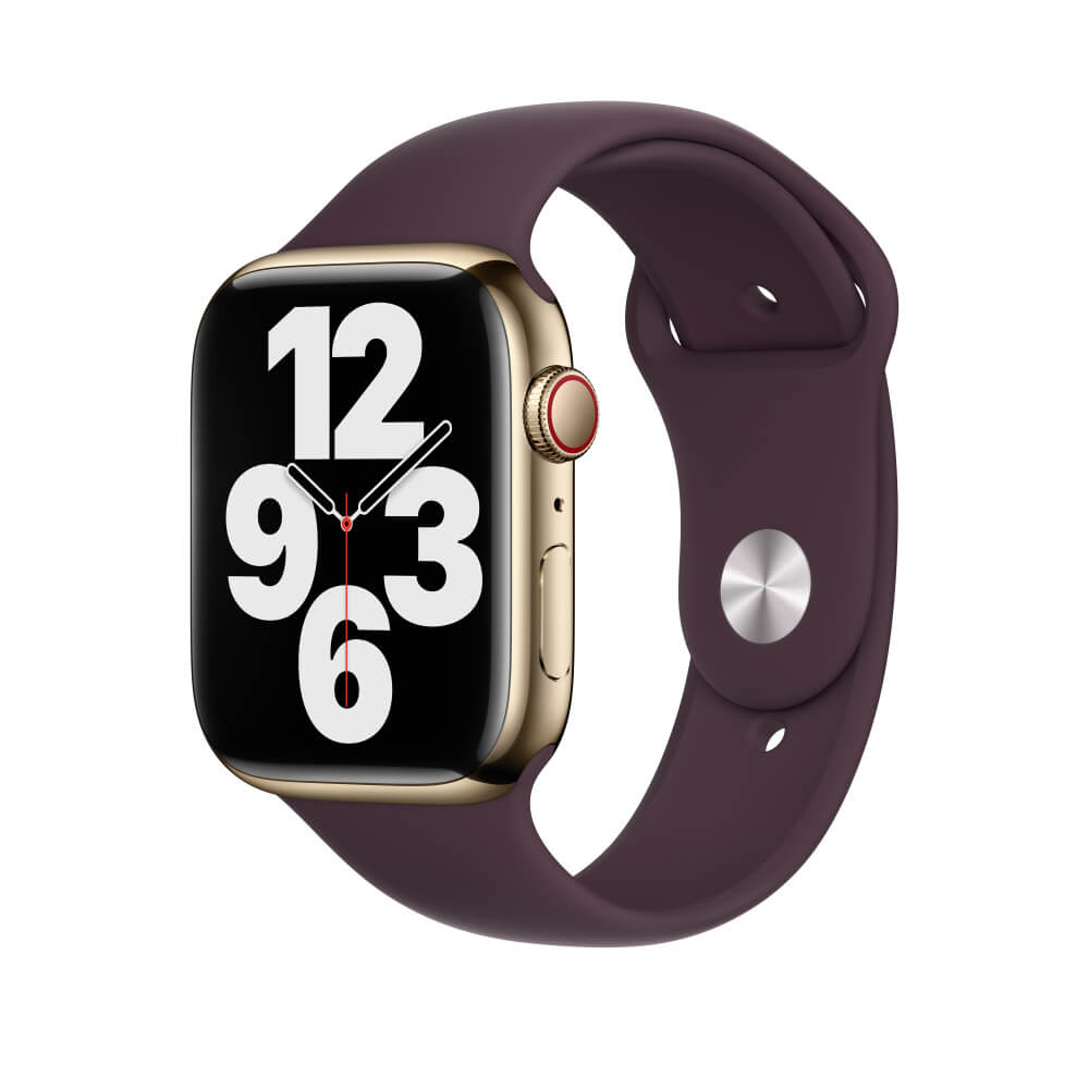 Apple FKJF3LL Watch Series 7 (GPS + Cellular) - Gold Stainless Steel Case with Dark Cherry Sport Band - 45mm - Apple Ce