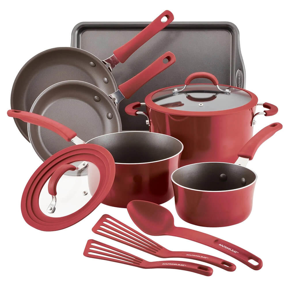 Rachael Ray 14753 11-Piece Nonstick Cookware Set - Red
