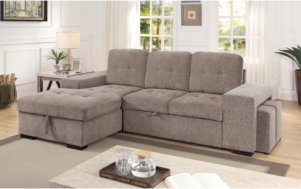 Esofa Living Room Sectional, Bandlon Sofa Chaise With Pull Out Sleeper And Storage Bed