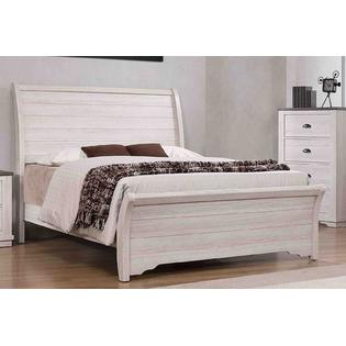 Hs Transitional Style 4pc Queen Size White Panel Bed Set Dresser Mirror Nightstand Elegant Look Furniture