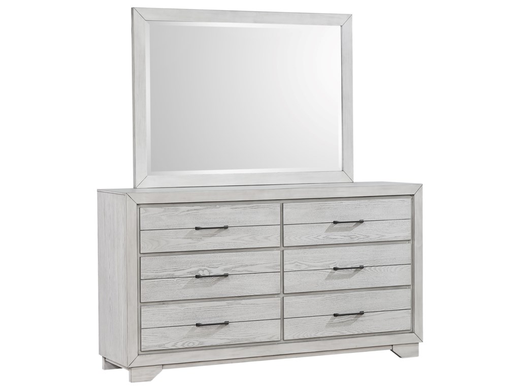 Hs Modern Look White Finish 4pc King, White Wood Dresser With Mirror