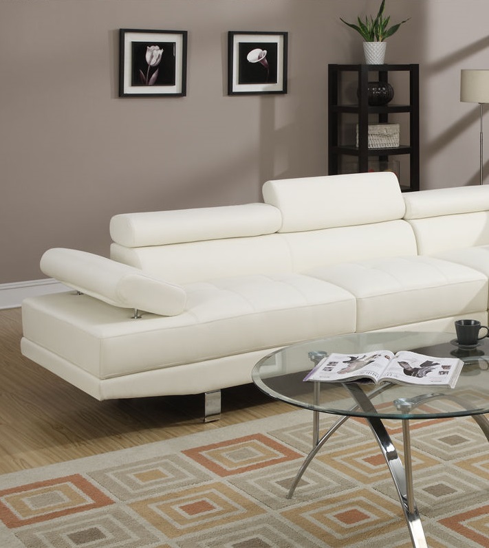 White Bonded Leather Sectional Sofa Set, Blended Leather Sectional Couch