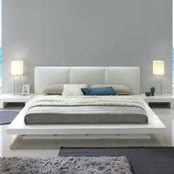 Esofastore Contemporary White Color Bedrooom Furniture Eastern king Size Bed 1pc Bedframe Low Profile Bed Padded HB